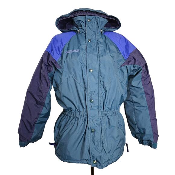 COLUMBIA Ski Jacket Winter Coat Green Blue Youth Size 14 / 16 - Picture 1 of 11